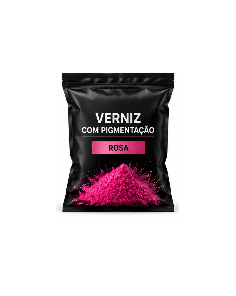 Imagem ilustrativa de verniz em pó pigmentado Rosa, saco preto